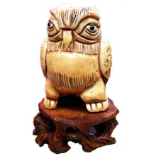 OX BONE CARVED OWL